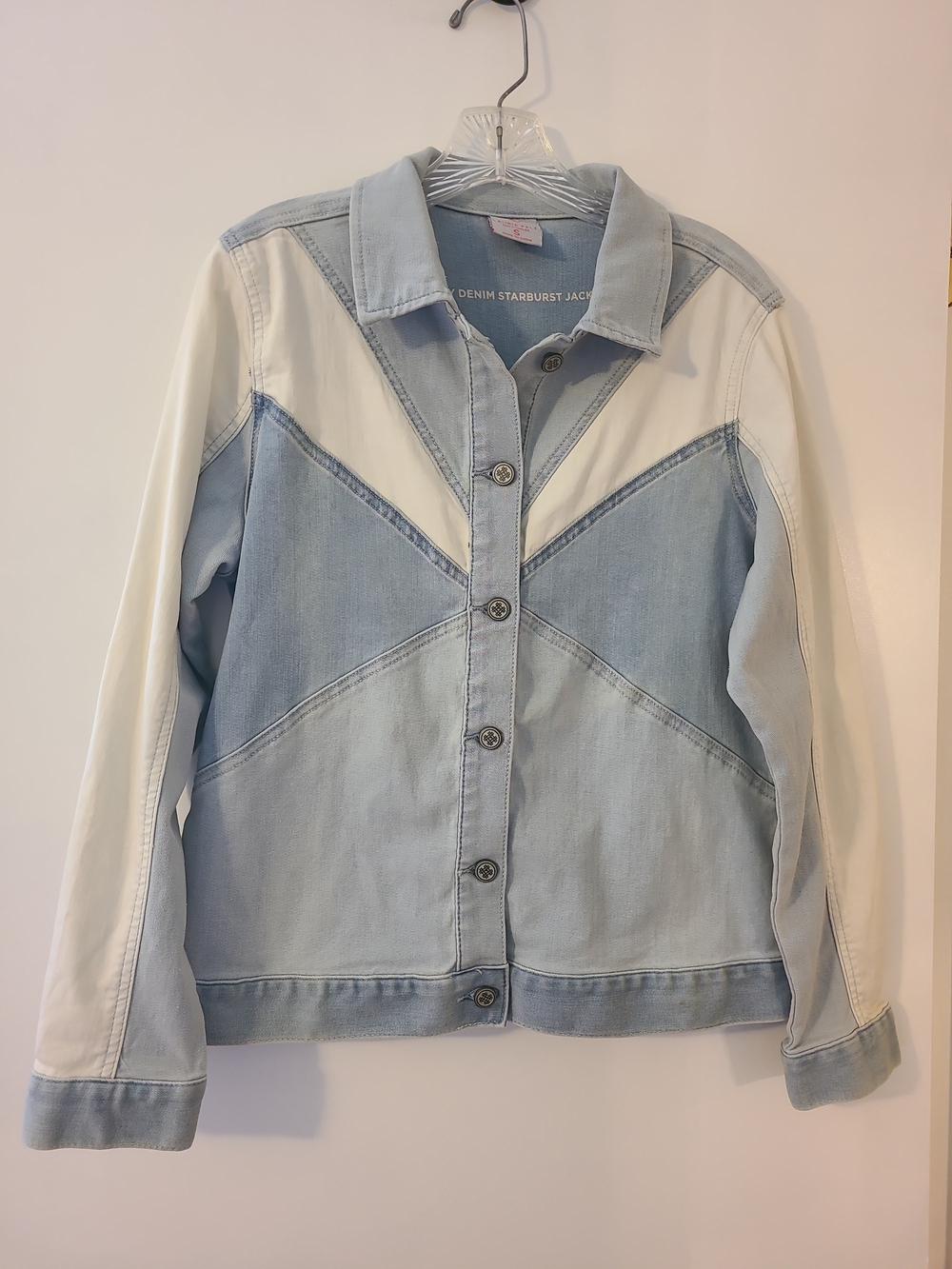 Laurie Felt Daisy Denim Starburst Jacket Colorblock Light Wash BohoChic Western